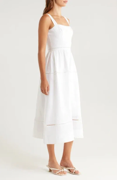 Reformation Womens Everett Square-neck Linen Midi Dress White