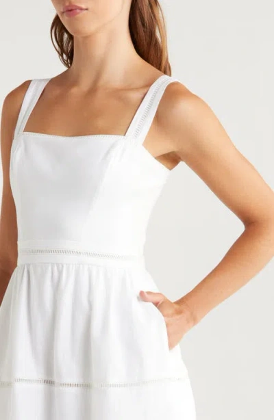 Reformation Womens Everett Square-neck Linen Midi Dress White