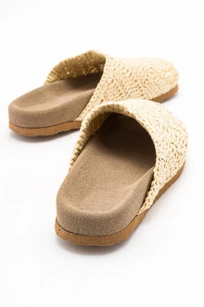 Prologue Shoes Loop Woven Slide Sandal In Brown