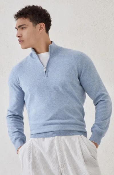 Brunello Cucinelli Classy High Collar Cashmere Sweater In Blue