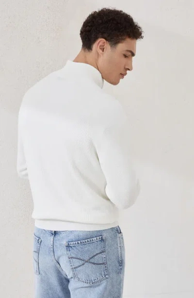 Brunello Cucinelli White Turtleneck Sweater With Zip