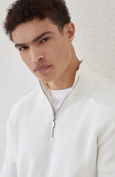 Brunello Cucinelli White Turtleneck Sweater With Zip