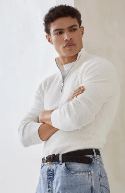 Brunello Cucinelli White Turtleneck Sweater With Zip