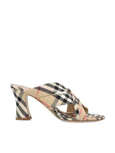 Burberry Sloanne Woven Linen Block-heel Sandals