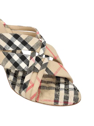 Burberry Sloanne Woven Linen Block-heel Sandals