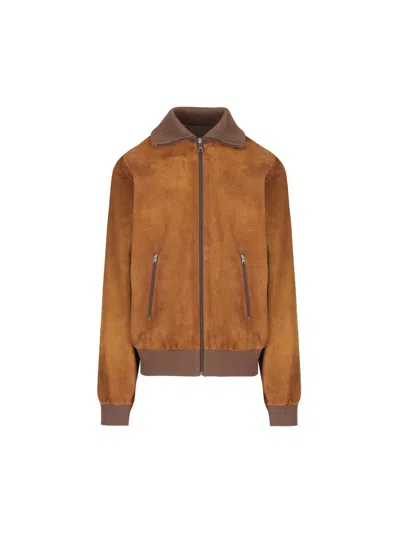 Prada Suede Jacket With Ribbed Cuffs And Hem