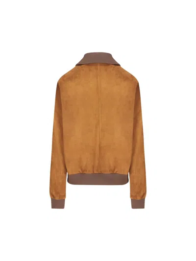 Prada Suede Jacket With Ribbed Cuffs And Hem