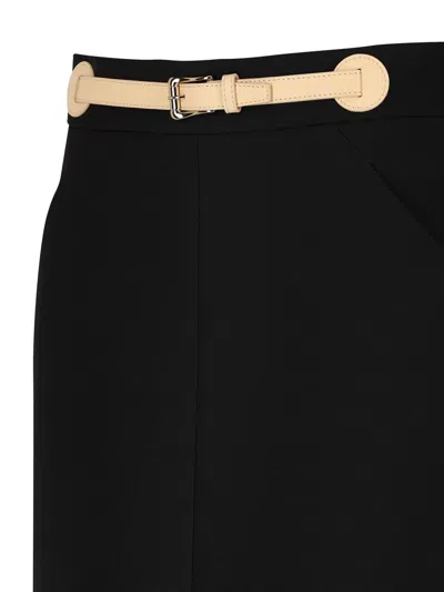 Valentino Garavani Women Skirt With Leather Details In Black