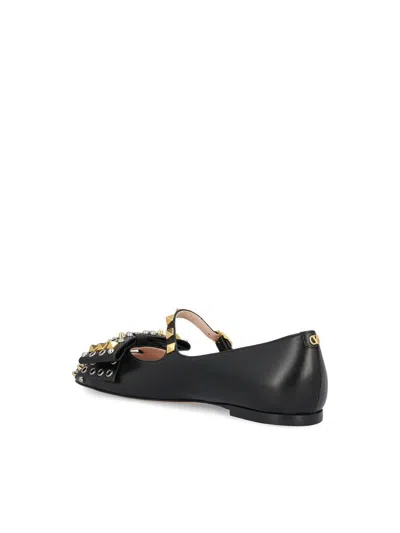 Valentino Garavani Mary-jane Bowow Ballerina In Kidskin With Studs Woman Black 35 In Multi