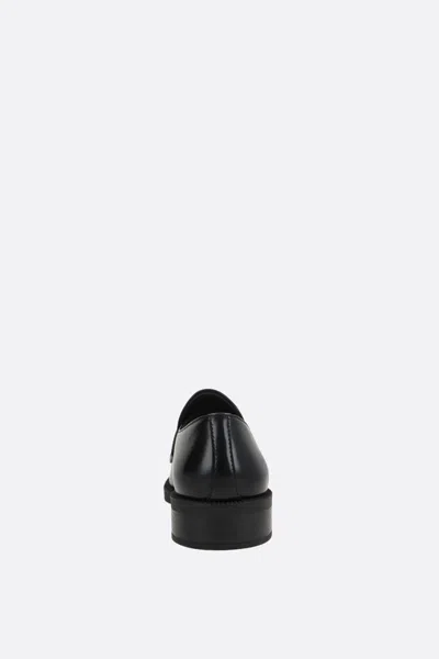 Prada Triangle Logo Chocolate Brushed Leather Loafers