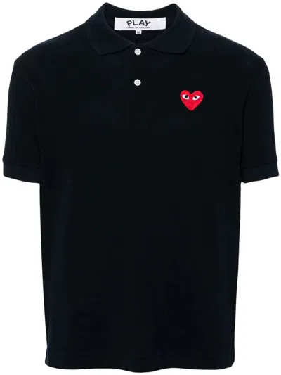 Comme Des Garçons Play Polo Shirt With Ribbed Collar And Straight Hem