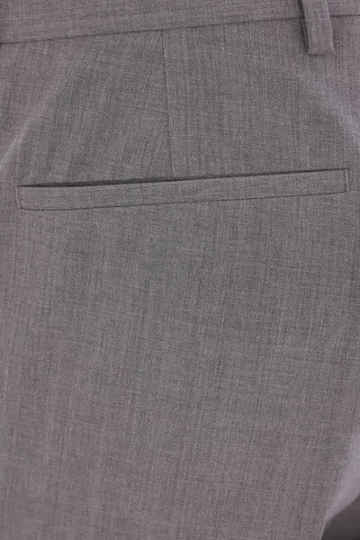 Prada Mens Grey Logo-embroidered Tapered-leg Wool Jogging Bottoms In Gray