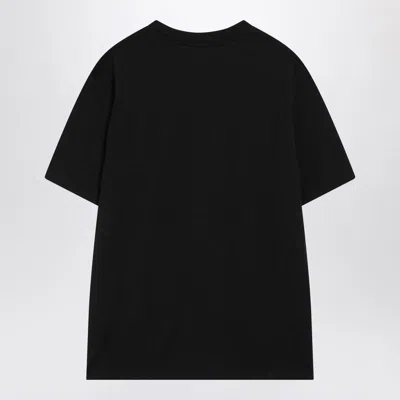 Balmain Black Crewneck T-shirt With Logo Lettering On The Front In Black