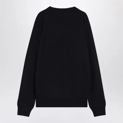 Balmain Blue Wool Sweater With Logo In Blue