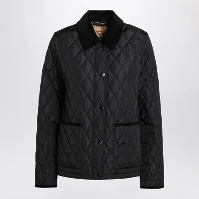 Burberry Check Lining Quilted Nylon Dorset Jacket In Black