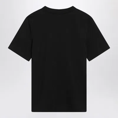 Burberry Black Crewneck T-shirt With Logo Embroidery On The Front In Cotton Woman