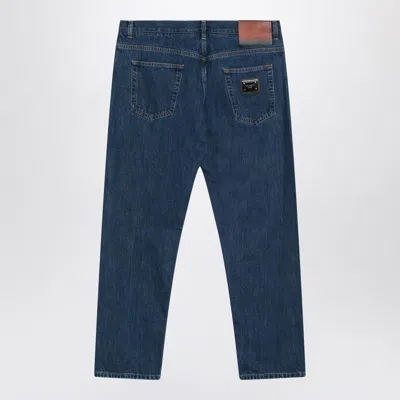 Dolce & Gabbana Dolce&gabbana Blue Denim Jeans With Logo Tag In Blue