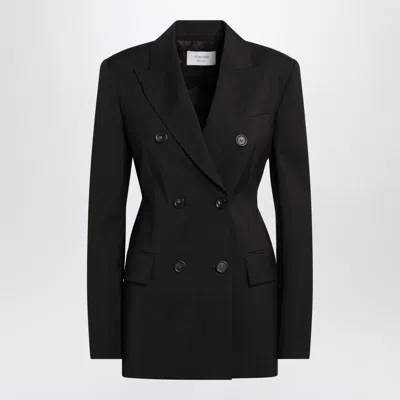 Sportmax Adamo Double Breasted Tailored Virgin Wool Blazer In Black