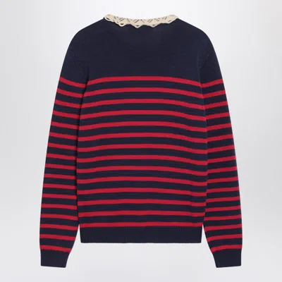 Valentino Knitwear Sweater Asymmetric Neck Design In Blue
