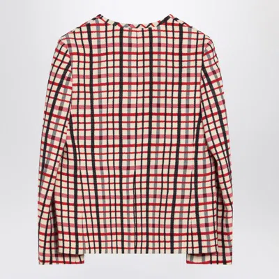 Valentino Check-pattern Jacket In Virgin Wool And Cotton In Red