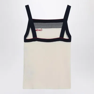 Valentino Sleeveless Knitted Top Striped Detail In White