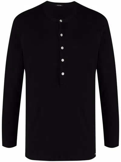 Tom Ford Henley-neck Long-sleeved Jersey T-shirt Clothing