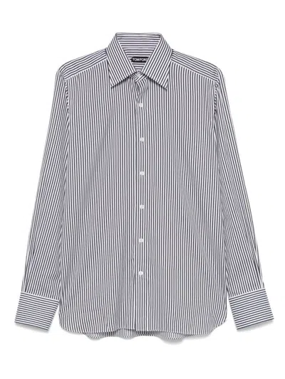 Tom Ford Striped Pattern Button-down Collar Long Sleeves Shirt