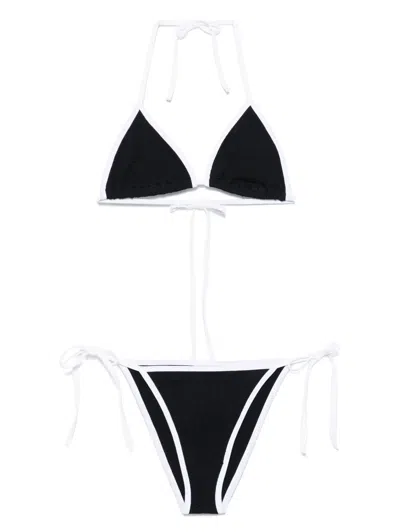Hunza G Gina Textured Triangle Bikini With Sporty Contrast