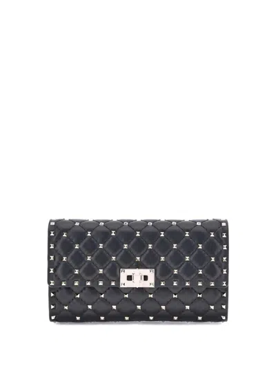 Valentino Rockstud Spike Shoulder Bag In Black