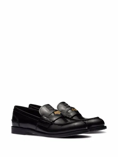Miu Miu Black Leather Loafers