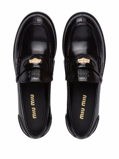 Miu Miu Black Leather Loafers