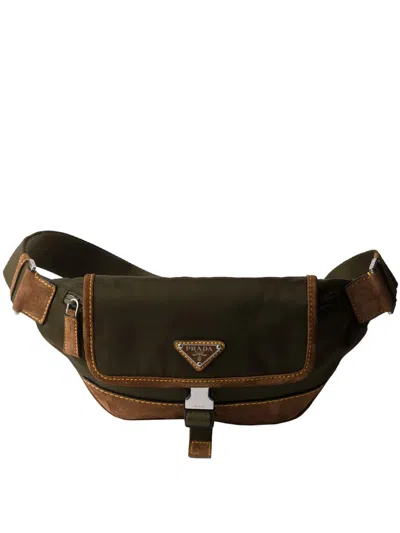 Prada Men Two-tone Re-nylon And Suede Belt Bag