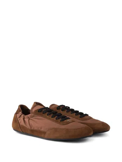 Prada Geometric Tread Lightweight Ballerina Sole In Brown