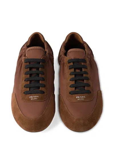 Prada Geometric Tread Lightweight Ballerina Sole In Brown