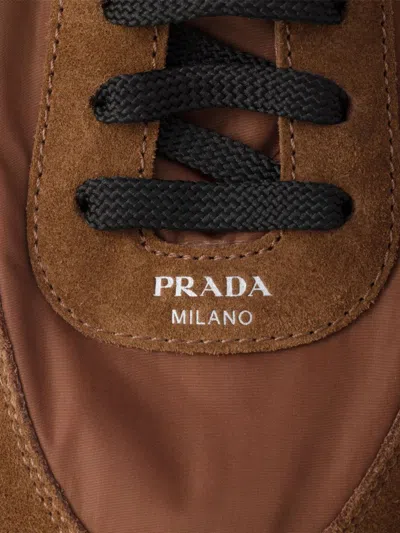 Prada Geometric Tread Lightweight Ballerina Sole In Brown