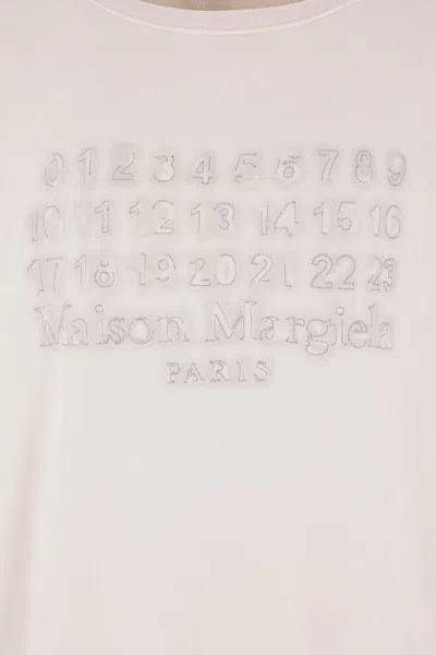 Maison Margiela Long-sleeve Cotton T-shirt With Numeric Logo And Four Stitches In Burgundy