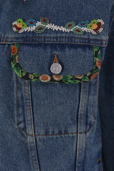 Valentino Denim Jackets Embroideries In Blue
