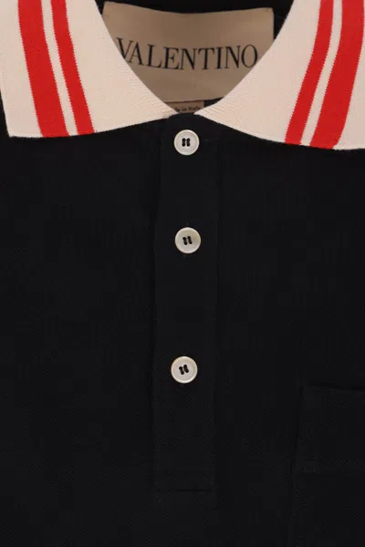 Valentino Vlogo Signature Cotton Polo Shirt In Black