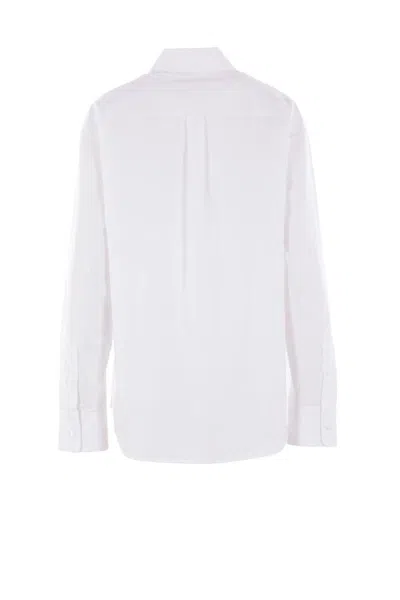 Alexander Wang Boyfriend Shirt With Logo Flag Tag And Relaxed Fit In White