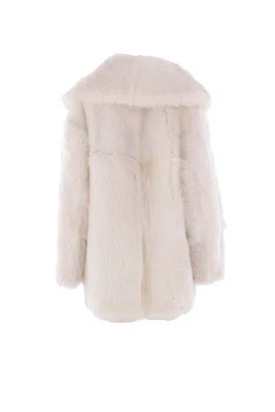 Blancha Wide-collar Sheerling Coat