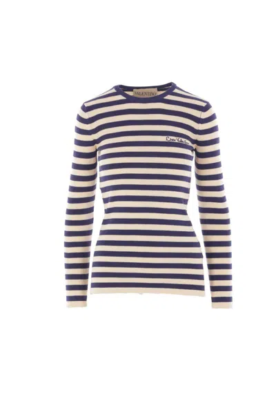 Valentino Striped Ribbed-knit Cotton Sweater