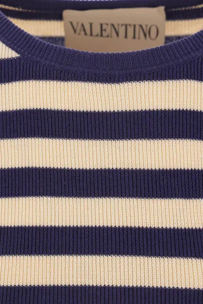 Valentino Striped Ribbed-knit Cotton Sweater