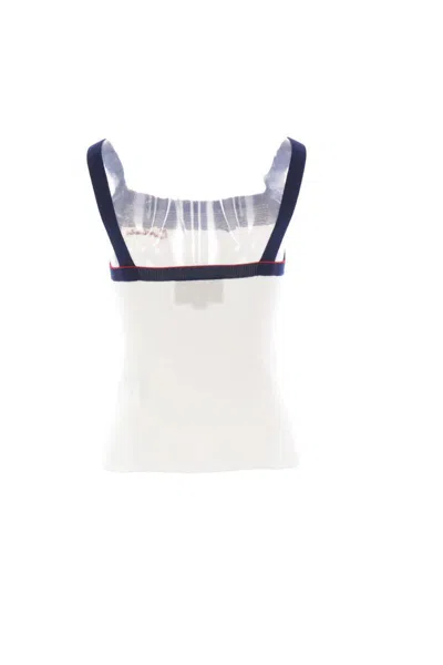 Valentino Sleeveless Knitted Top Striped Detail In White