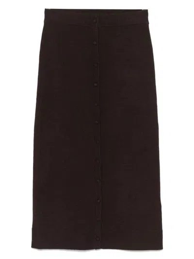 Victoria Beckham Brown Button-detail Midi Skirt In Brown
