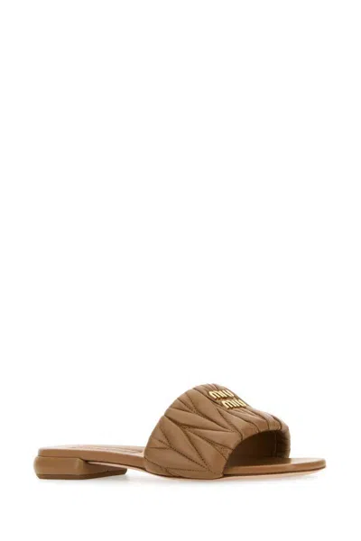 Miu Miu Quilted Leather Flat Slide Style