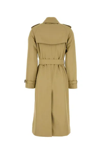 Burberry Waterloo Beige Double-breasted Trench Coat With Classic Collar And Belt Closure In Cotton Woman In Green