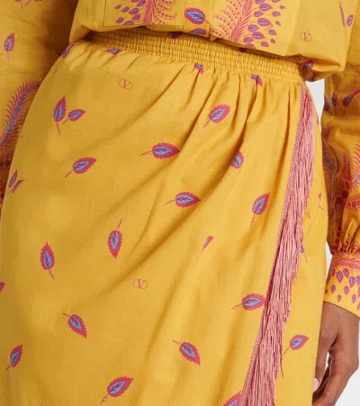 Valentino Printed Cotton Midi Skirt In Multi