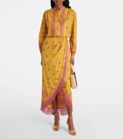 Valentino Printed Cotton Midi Skirt In Multi