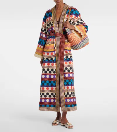 Valentino Garavani Sandalo Slide Vlogo Signature In Tessuto Plus De Pois 20mm In Multi