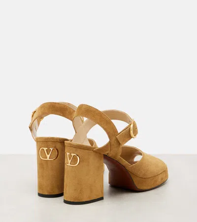 Valentino Garavani Mustard Suede Vlogo Signature Sandals In Animal Print